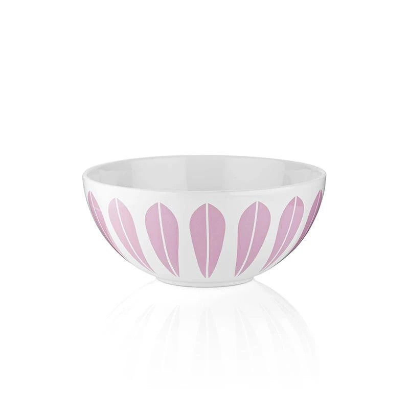 Lotus I Bowl -24cm White ceramic bowl with pink lotus pattern