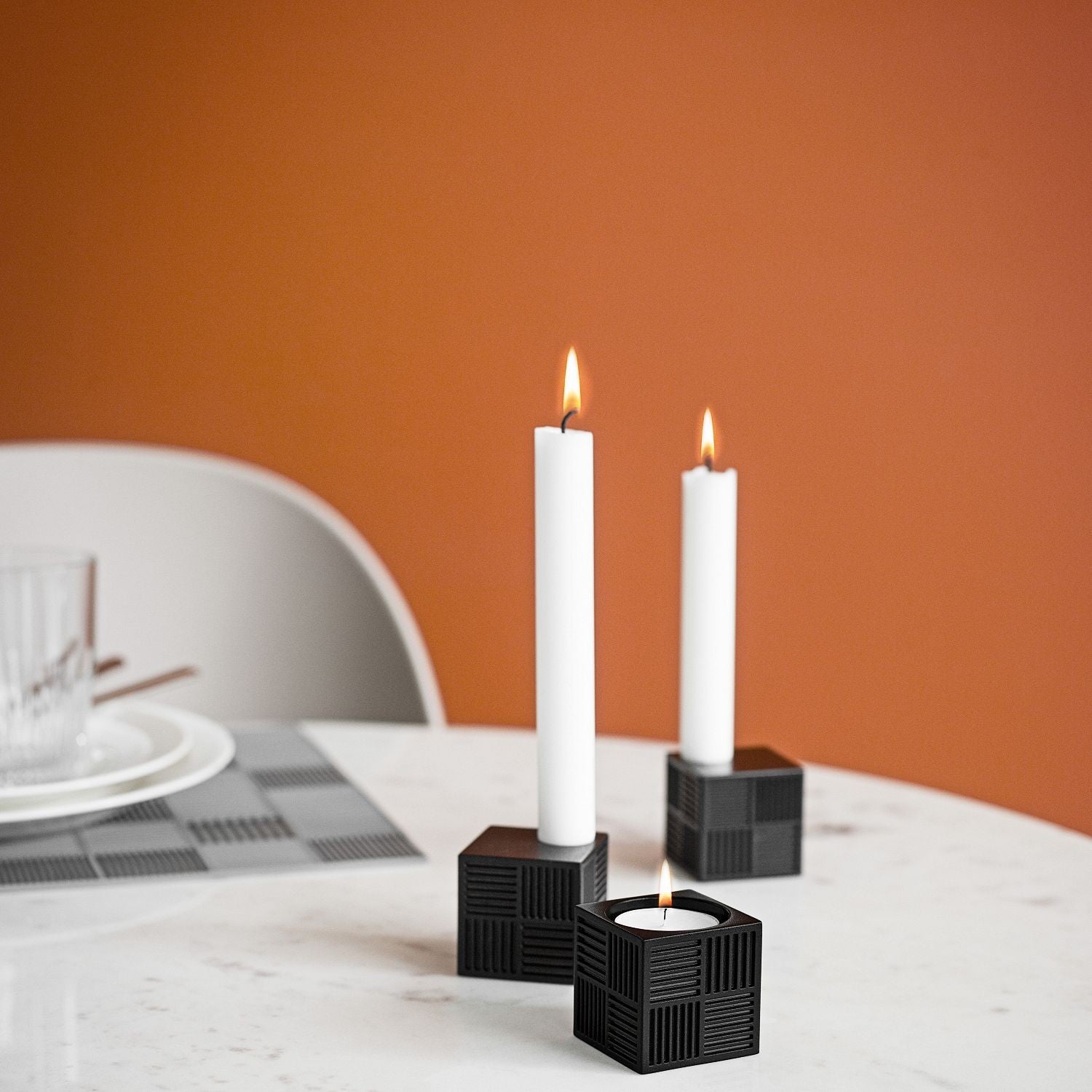 Cube candle holder / tea lights or stand base candles