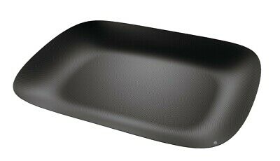 MW70 BT Moiré Rectangular tray in steel coloured with epoxy resin, black with relief decoration.