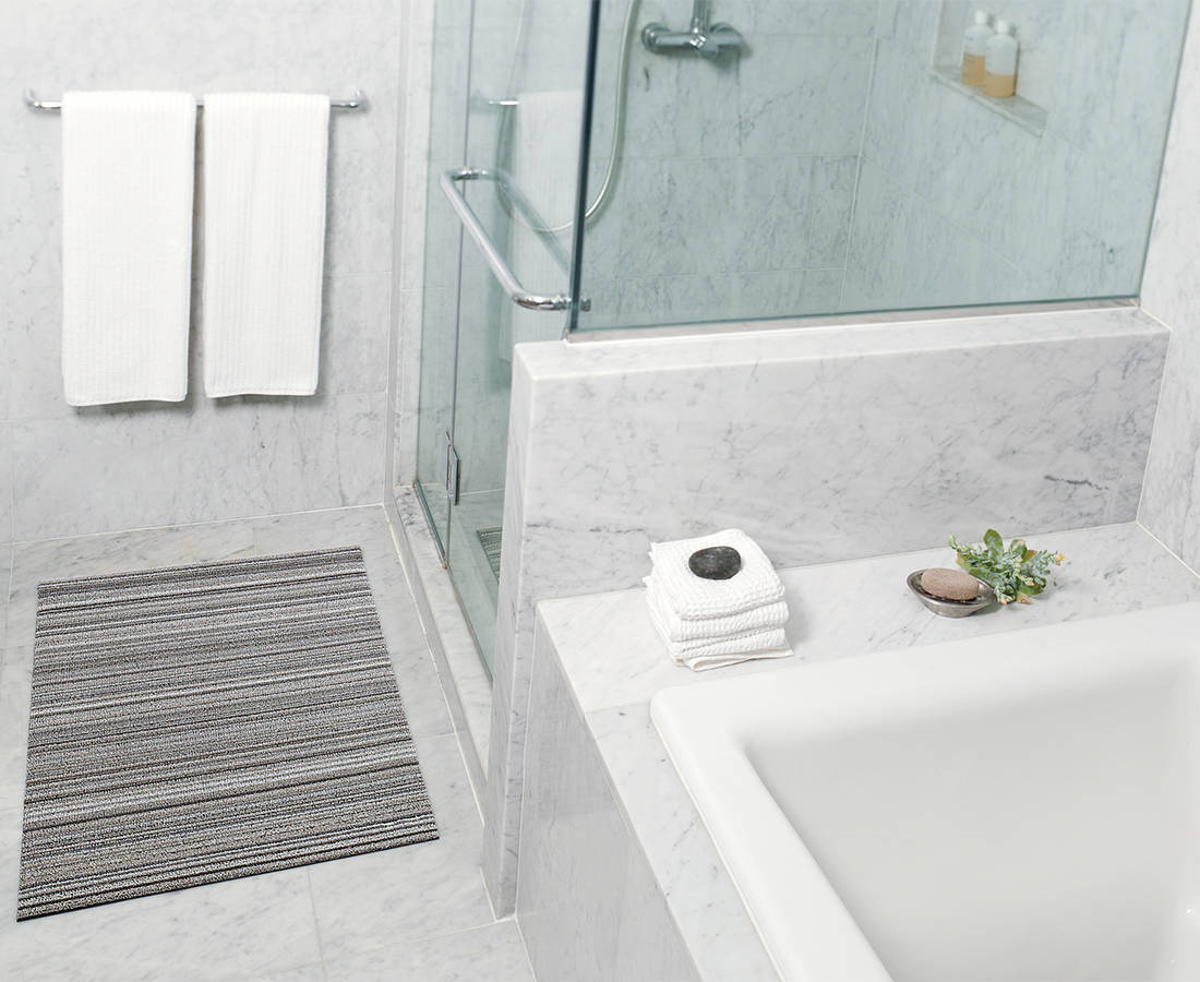 Shag Runner Mat Skinny Stripe -Birch 24"x72"