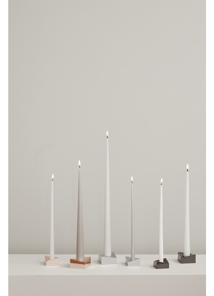 STOFF Nagel reflect candle holder, large, chrome