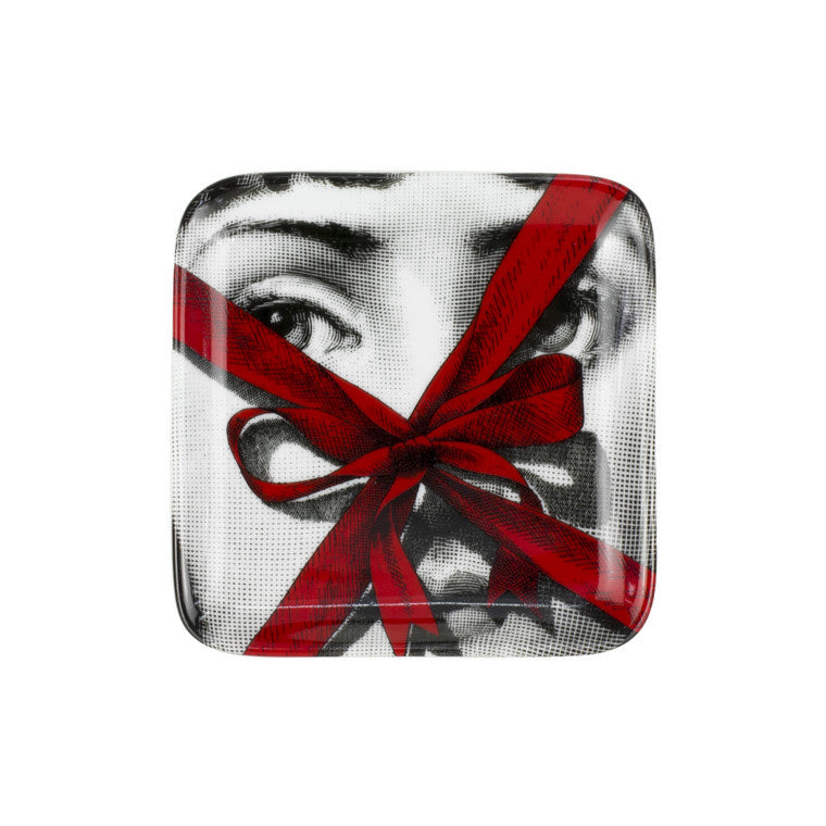 Fornasetti square dish with gift No. 171 red / Square ashtray Gift colour