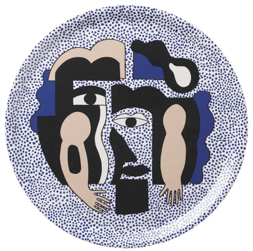 Dotty Faces Round Tray