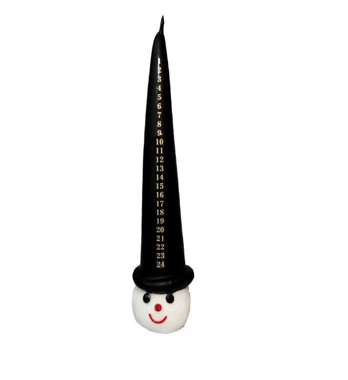 Danish Candle : 12" calendar candle: Snowman Advent Christmas Calendar