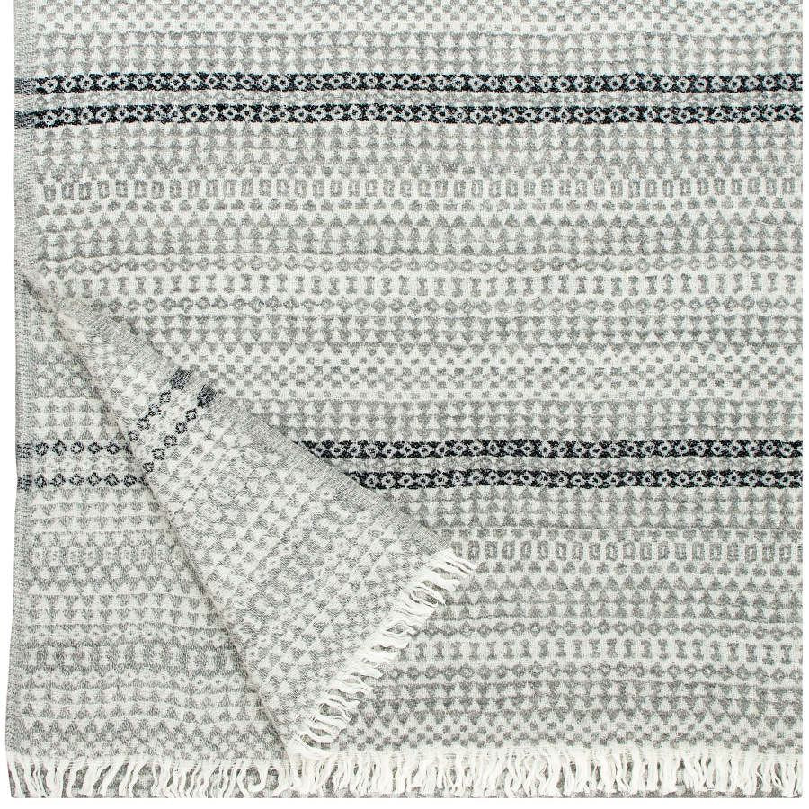 AINO wool blanket (grey-black, 130 x 170 cm + fringes) *